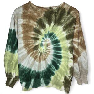 Molo Monti Green Swirl Tie Dye Raw Collar Sweatshirt Girls Boho Soft Lined 12Y